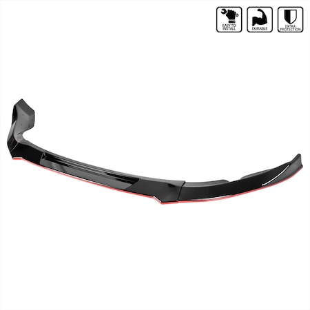 Spec-D Tuning 03-05 Nissan 350Z Front Bumper Lip Glossy Black With Red Trim LPF-370Z09GB-RD-PQ